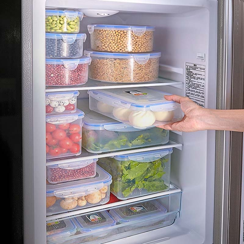 Eco Friendly Large Capacity Kitchen Plastic Clear Storage Box Set Microwave Safe Airtight Food Storage Containers with Lid