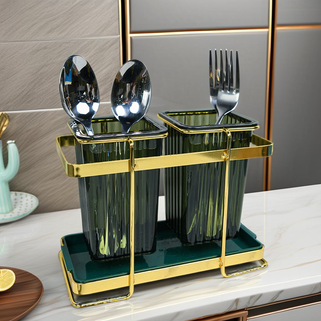 Hot Sale Tableware Storage Metal Container for Kitchen Storage Box Iron Separated Rack Dark Green
