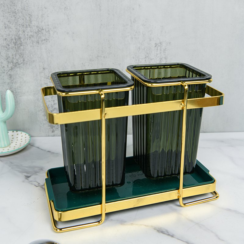 Hot Sale Tableware Storage Metal Container for Kitchen Storage Box Iron Separated Rack Dark Green