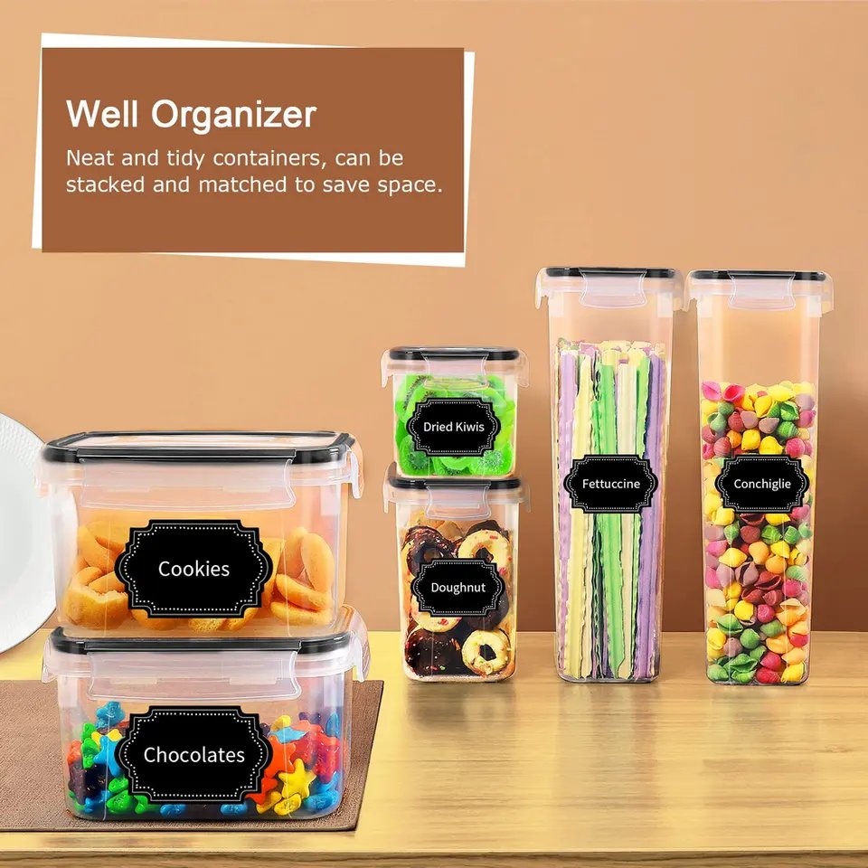 Low Price Large Plastic Dry Food Container Bins Grain Rice Transparent Kitchen Organizer Food Storage Containers Set With Lid