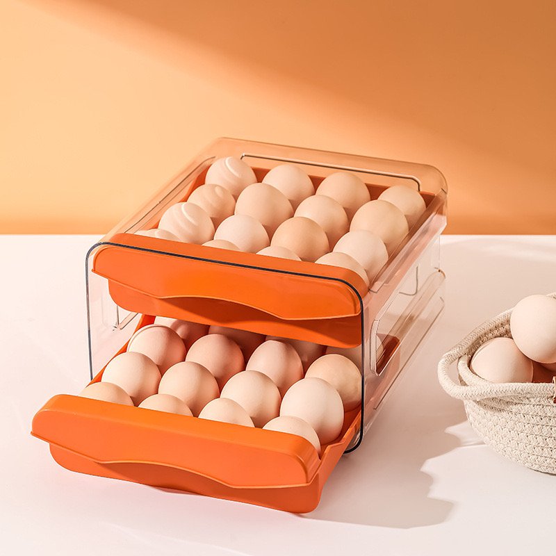 Practical family egg storage box Wholesale household double egg storage rack in kitchen
