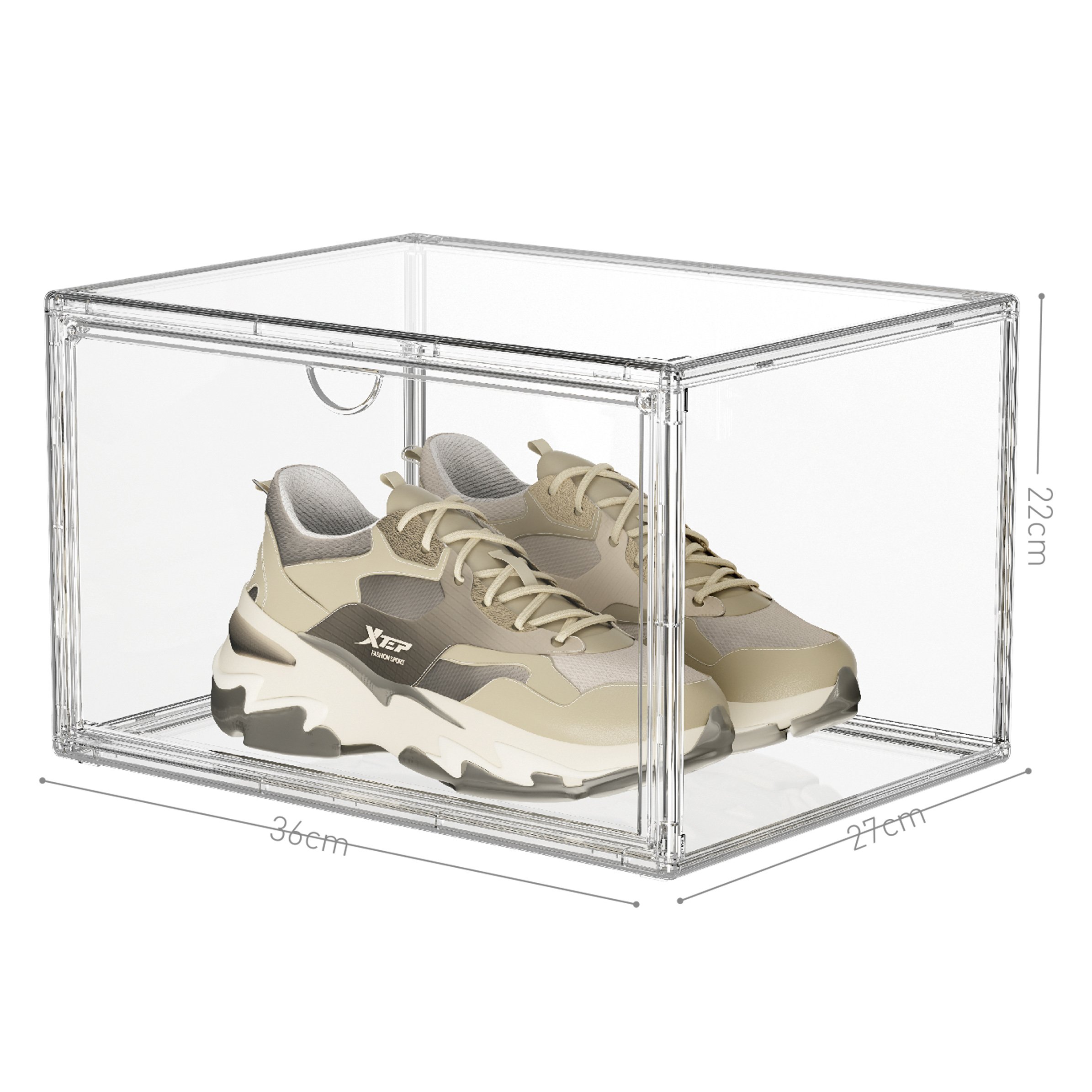 Modern Design Front Open Drop Door Clear Sneaker Storage Box Stabile Stackable & Simple Assemble with Magnetic Shoe Rack