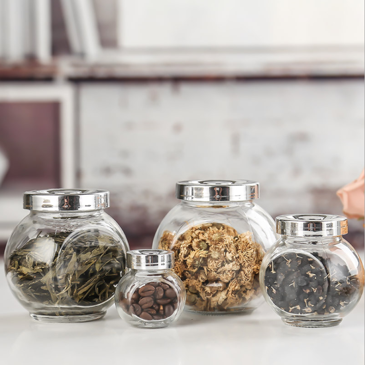 Hot sale 50ml 100ml 180ml 280ml Glass kitchen sealed jar flavoring tea coffee beans candy food preservation bottle storage tools