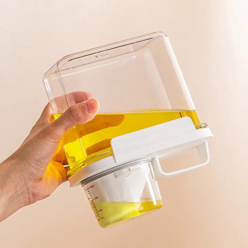 Newest Plastic Durable Kitchen Pantry Organizers Airtight Dry Food Rice Storage Box Container with Measuring Cup and Pour Spout