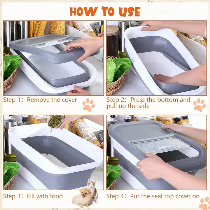 Collapsible Dog Food Container with Sliding Lid Dog Food Storage Container Pet Containers Dry Food For Dog