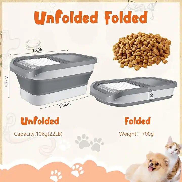 Collapsible Dog Food Container with Sliding Lid Dog Food Storage Container Pet Containers Dry Food For Dog