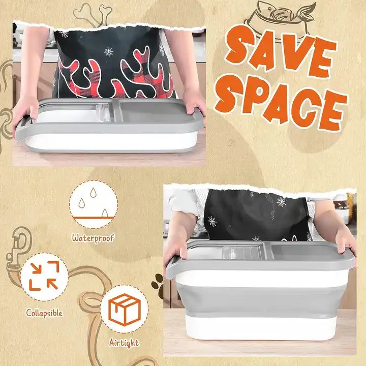 Collapsible Dog Food Container with Sliding Lid Dog Food Storage Container Pet Containers Dry Food For Dog