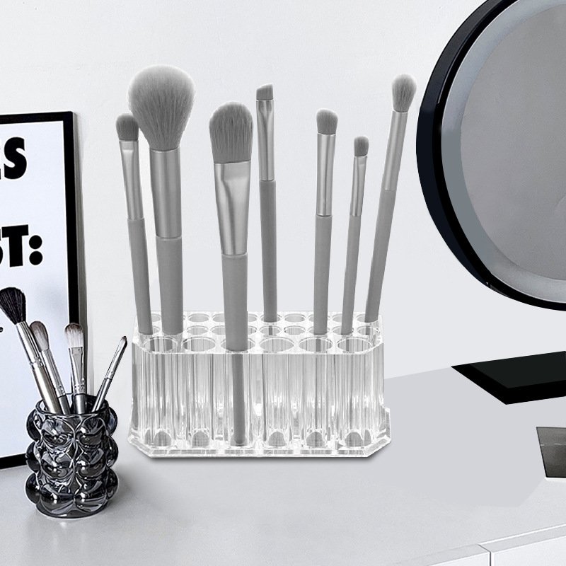 Clear Acrylic 26 Hole Makeup Brush Storage Bucket Eyebrow Pencil Eyeliner Display Stand Beauty Brush Display Storage Box