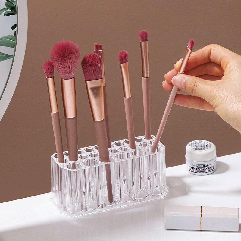 Clear Acrylic 26 Hole Makeup Brush Storage Bucket Eyebrow Pencil Eyeliner Display Stand Beauty Brush Display Storage Box