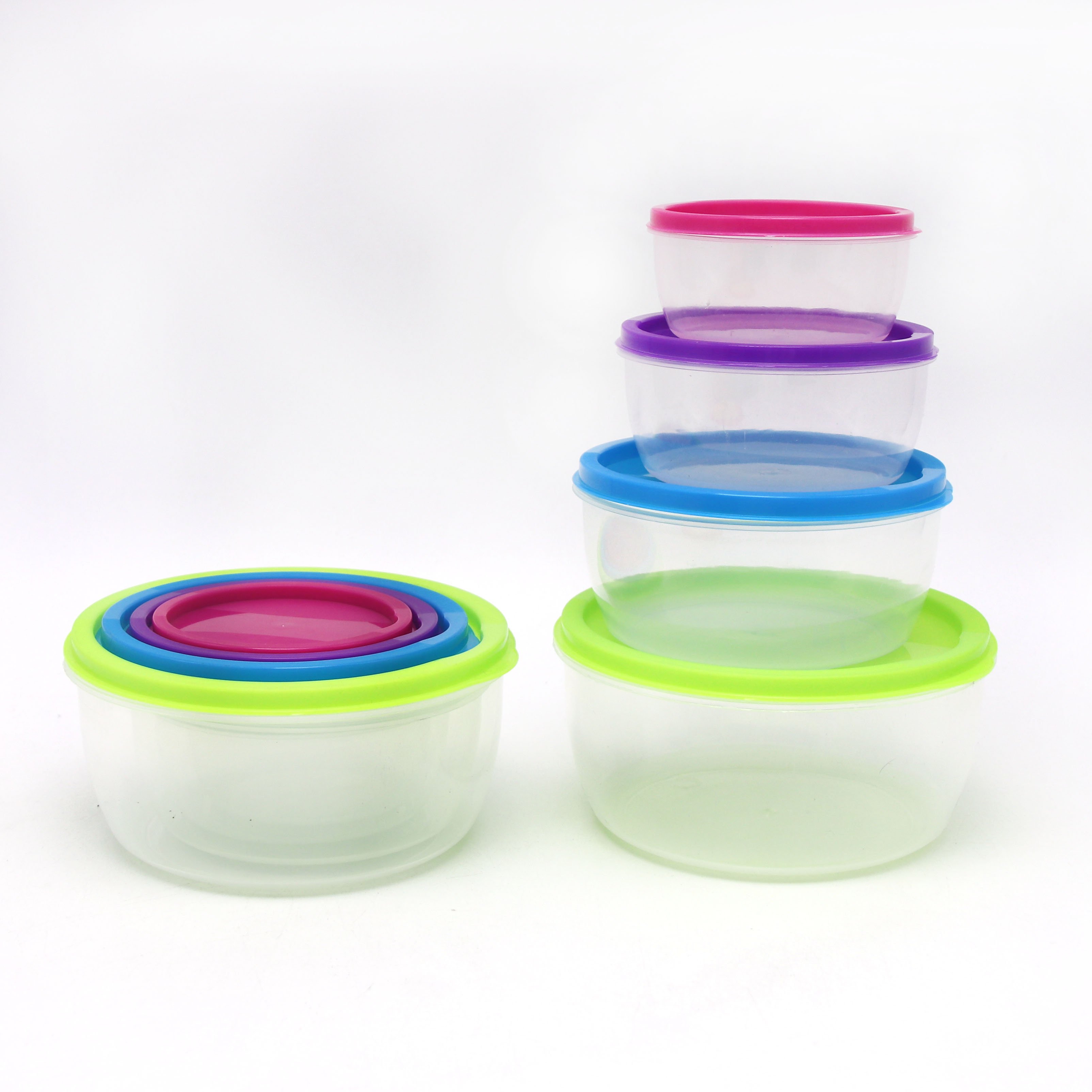 Colorful 4 pieces kitchen food storage set plastic container for food