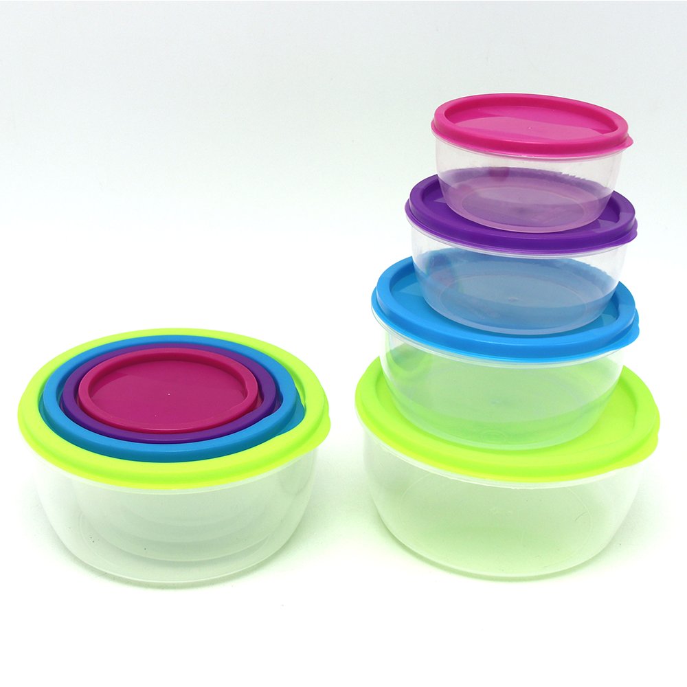 Colorful 4 pieces kitchen food storage set plastic container for food