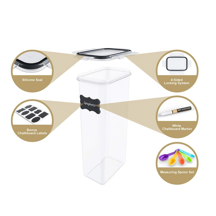 DS248Pantry Organizers 24 Pack Large Airtight Plastic Cereal Container Box Food Storage Containers Sets For Sugar,Flour,Dry Food