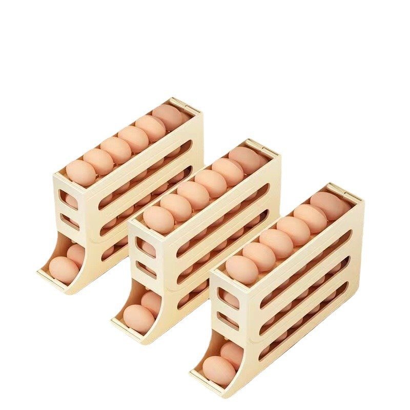 Foldable Automatic Rolling chicken Egg Rolling Organiser holder for fridge Dispenser Container Storage Box Refrigerator