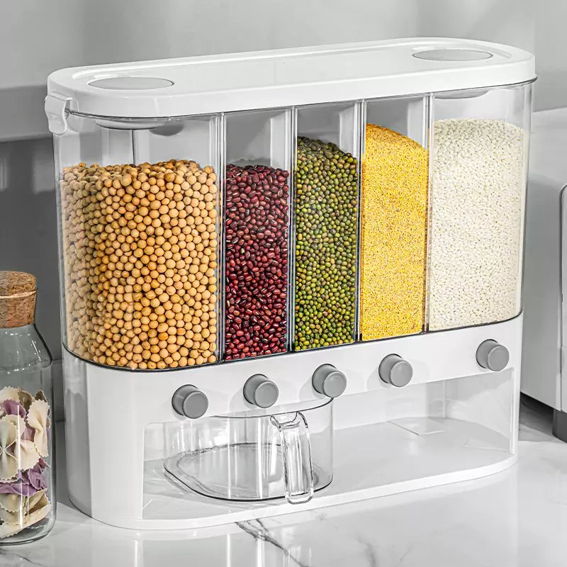 Food Storage Box Plastic Cereal Dispenser Storage Box Kitchen Food Grain Rice Container