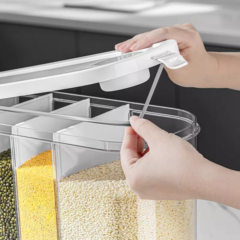 Food Storage Box Plastic Cereal Dispenser Storage Box Kitchen Food Grain Rice Container