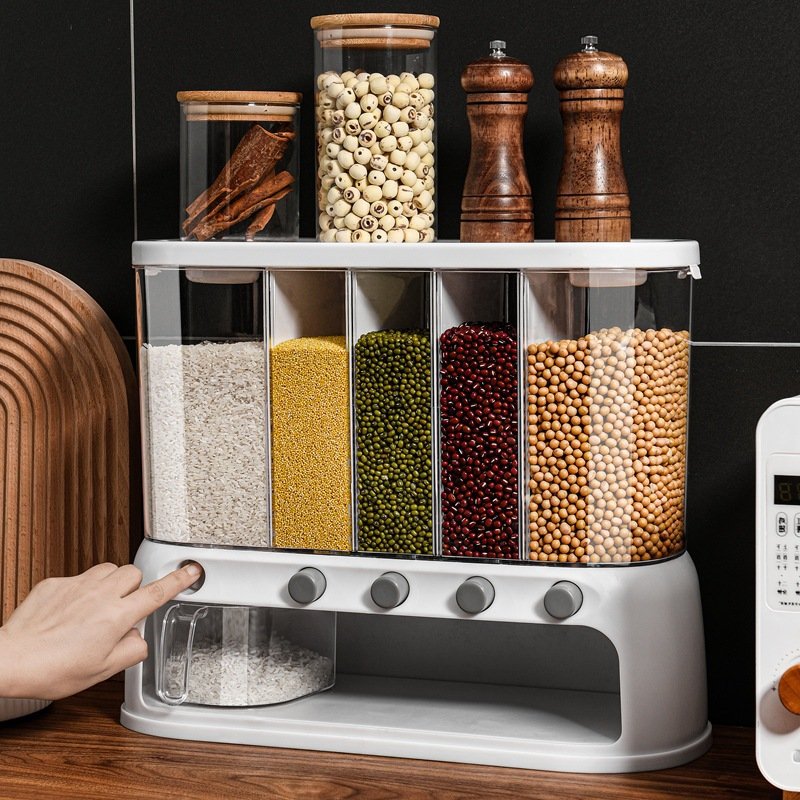 Food Storage Box Plastic Cereal Dispenser Storage Box Kitchen Food Grain Rice Container