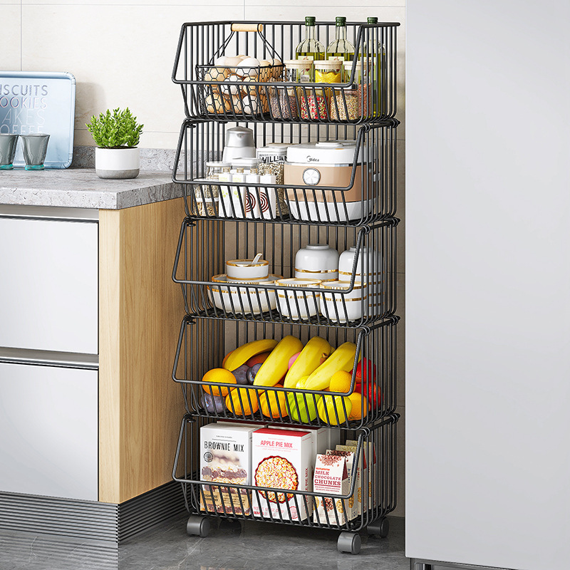Lowest price vegetable and fruit storage and hanger load foldable platform handcart kitchen handcart vegetable storage box