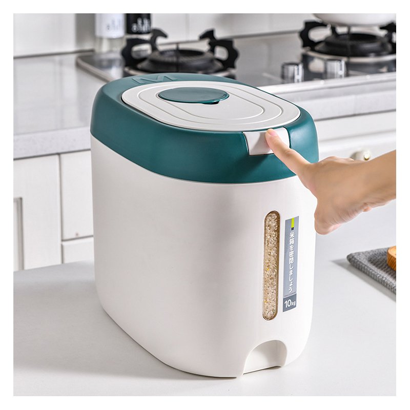 Food Grain storage Container Large Capacity 6 - Grid Rice Dispenser 10kg Rotatable Sealed Grain Food Storage Box Rice Bucket
