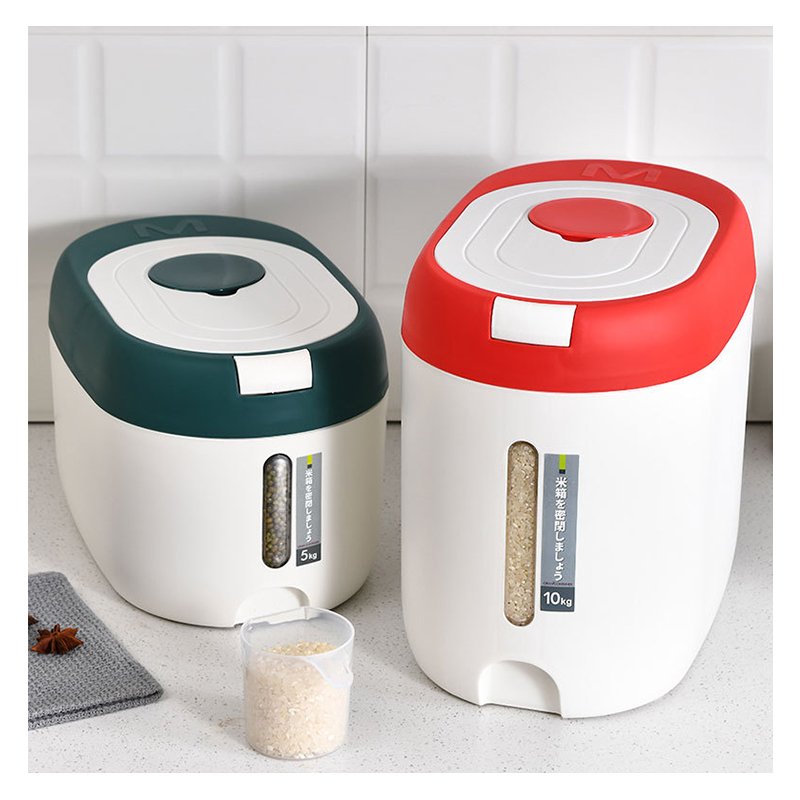 Food Grain storage Container Large Capacity 6 - Grid Rice Dispenser 10kg Rotatable Sealed Grain Food Storage Box Rice Bucket
