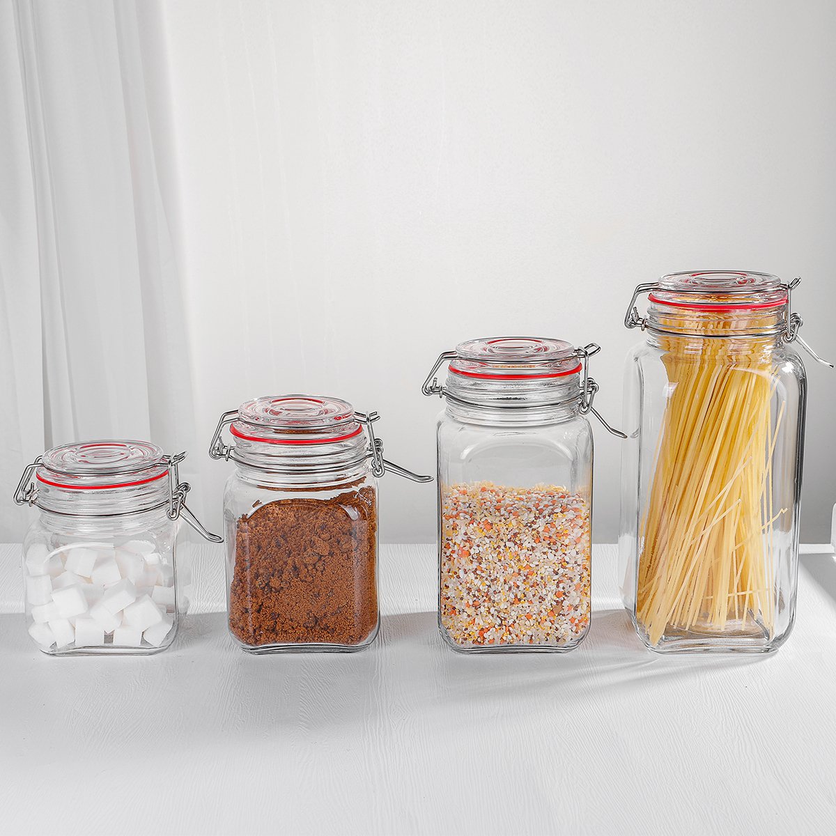 Wholesale Empty Kitchen Round Food Storage Container glass food storage jars with lids
