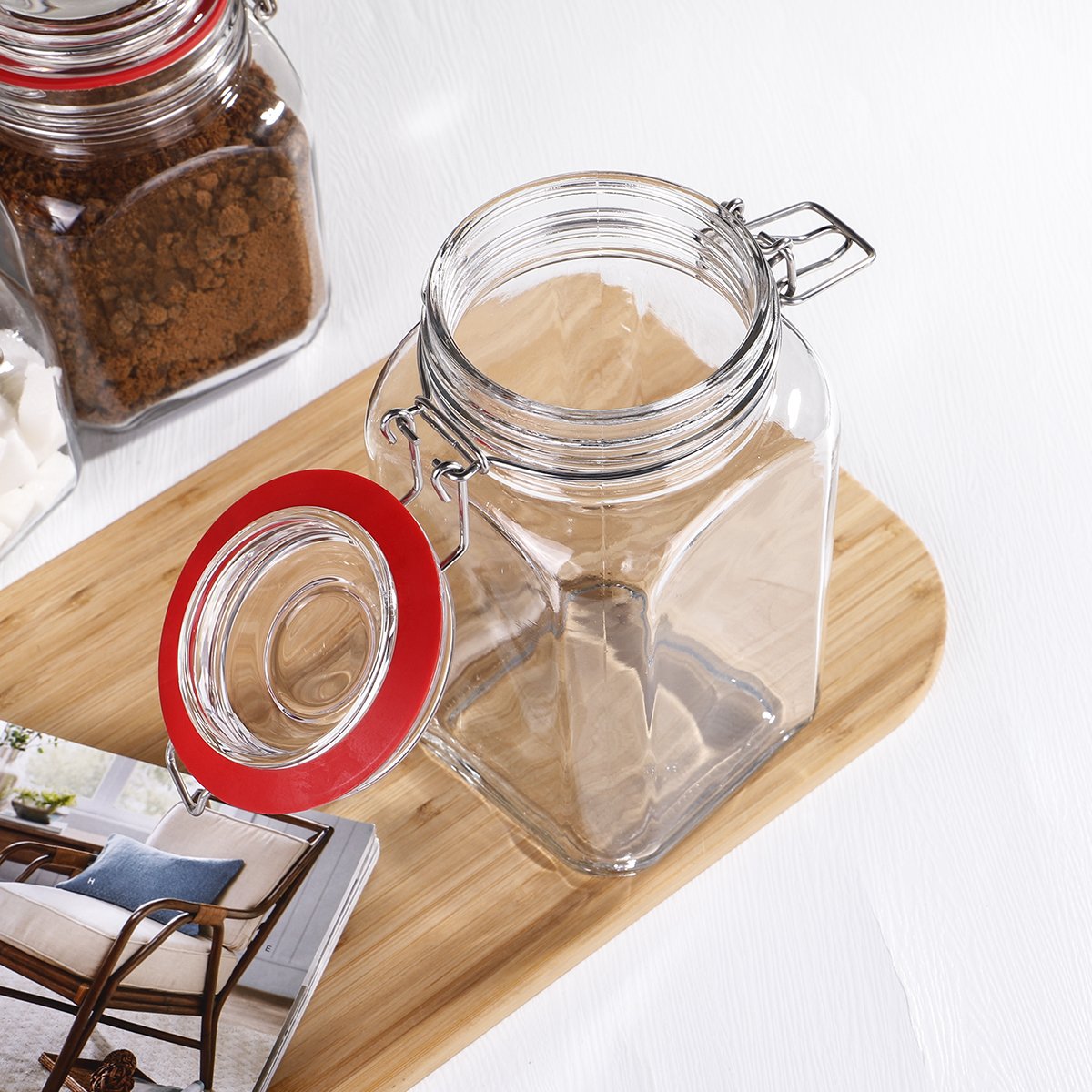 Wholesale Empty Kitchen Round Food Storage Container glass food storage jars with lids