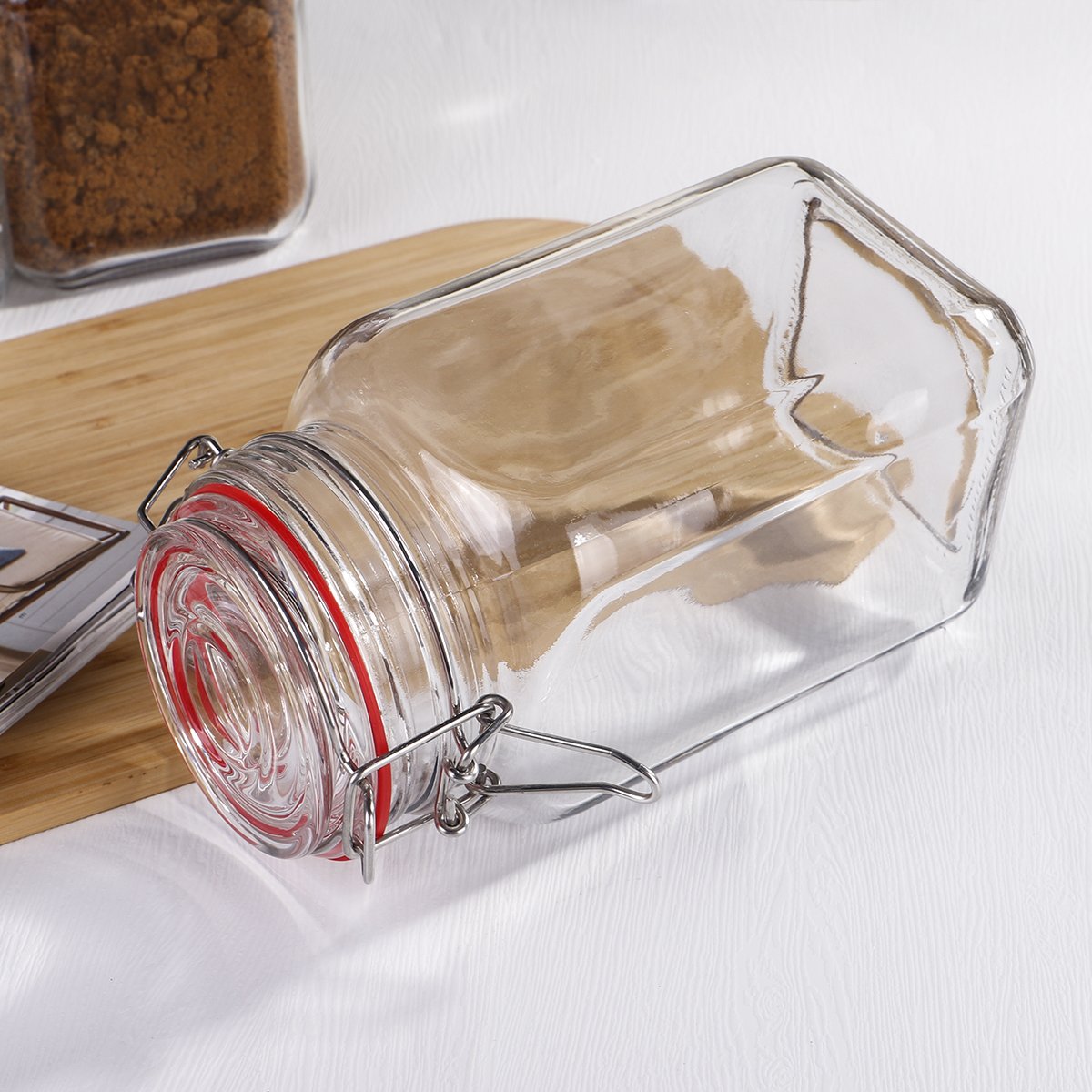 Wholesale Empty Kitchen Round Food Storage Container glass food storage jars with lids