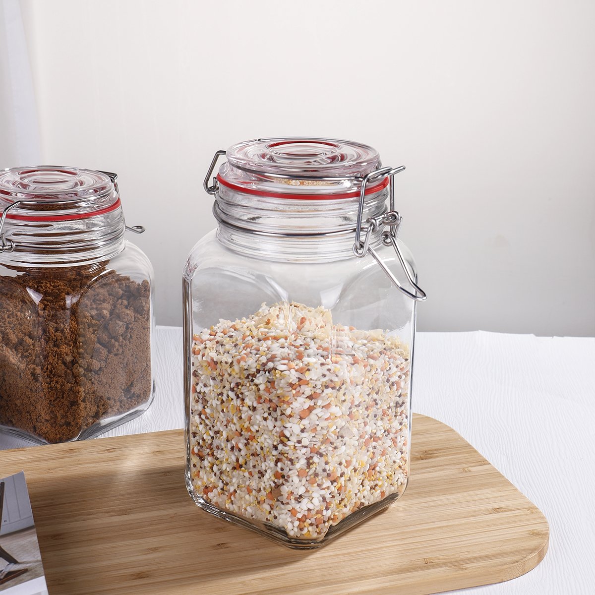 Wholesale Empty Kitchen Round Food Storage Container glass food storage jars with lids