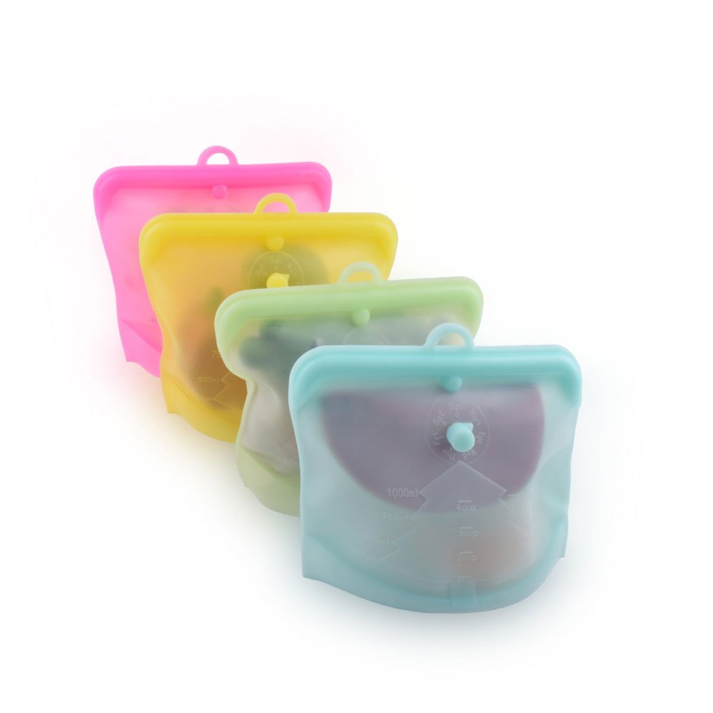 New Design Durable Folding 100% Freezer Silicone Reusable Zip Food Storage Bag for Custom Logo Silicone Storage Bag