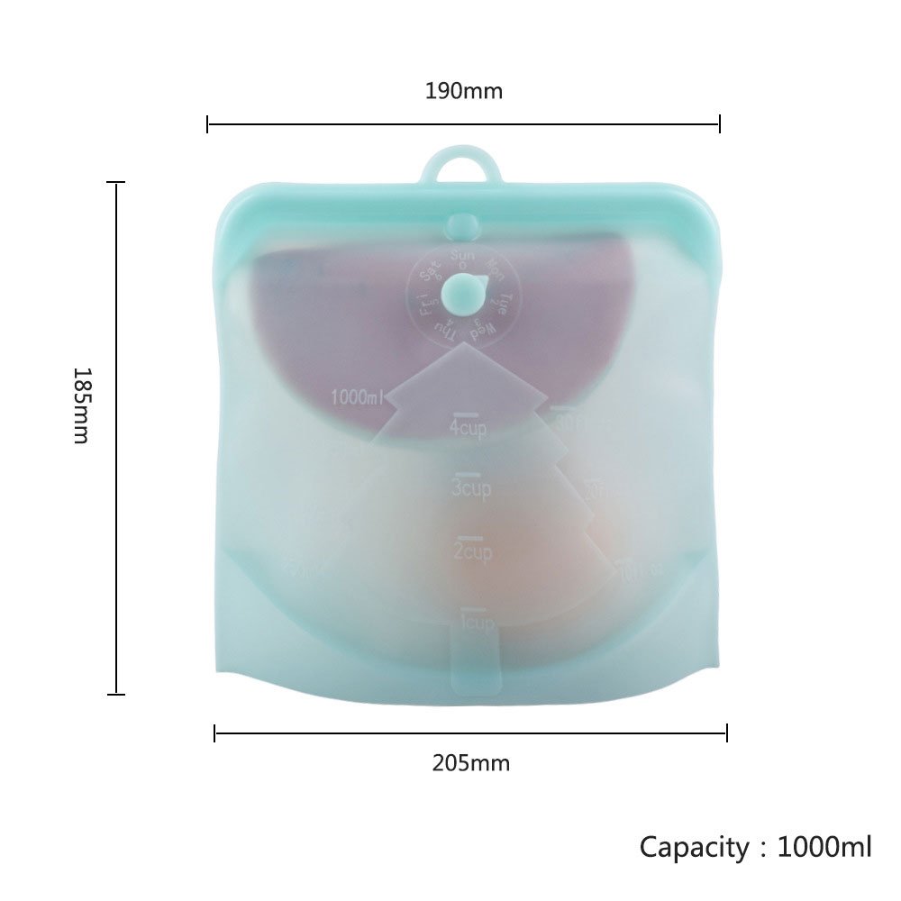 New Design Durable Folding 100% Freezer Silicone Reusable Zip Food Storage Bag for Custom Logo Silicone Storage Bag
