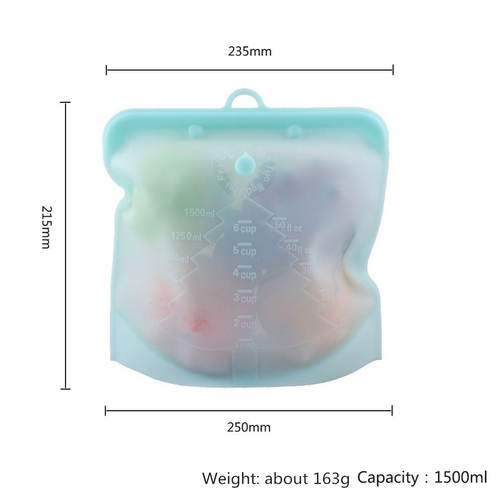 New Design Durable Folding 100% Freezer Silicone Reusable Zip Food Storage Bag for Custom Logo Silicone Storage Bag