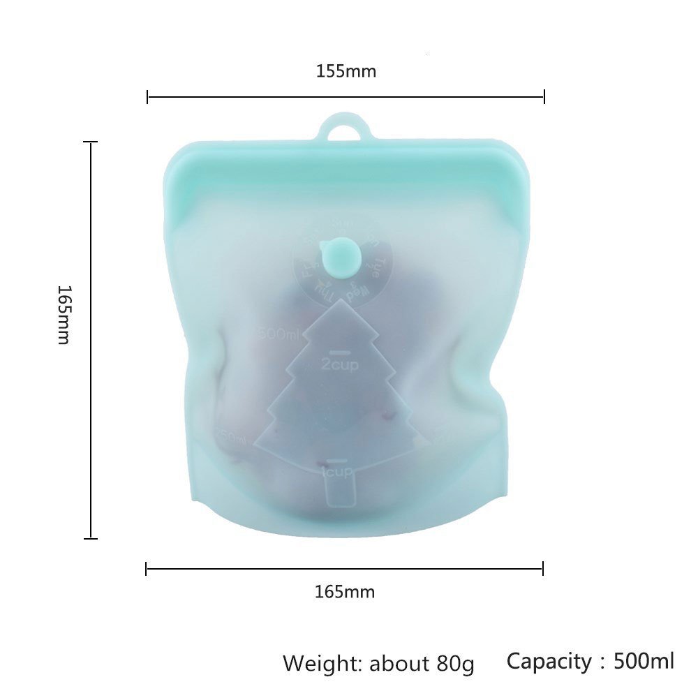 New Design Durable Folding 100% Freezer Silicone Reusable Zip Food Storage Bag for Custom Logo Silicone Storage Bag