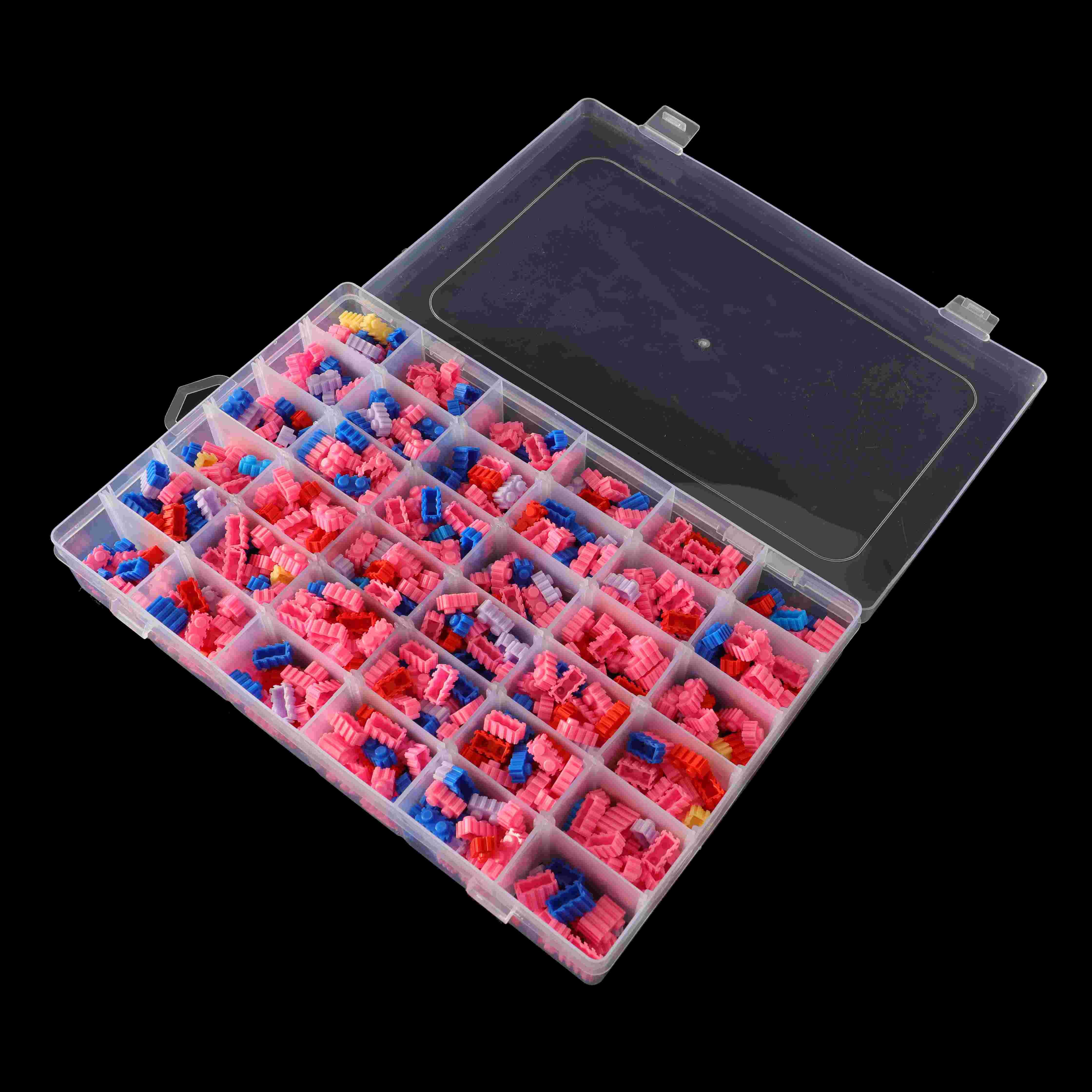 Low MOQ 28 36 empty transparent jewelry box compartments bead organizer plastic storage box