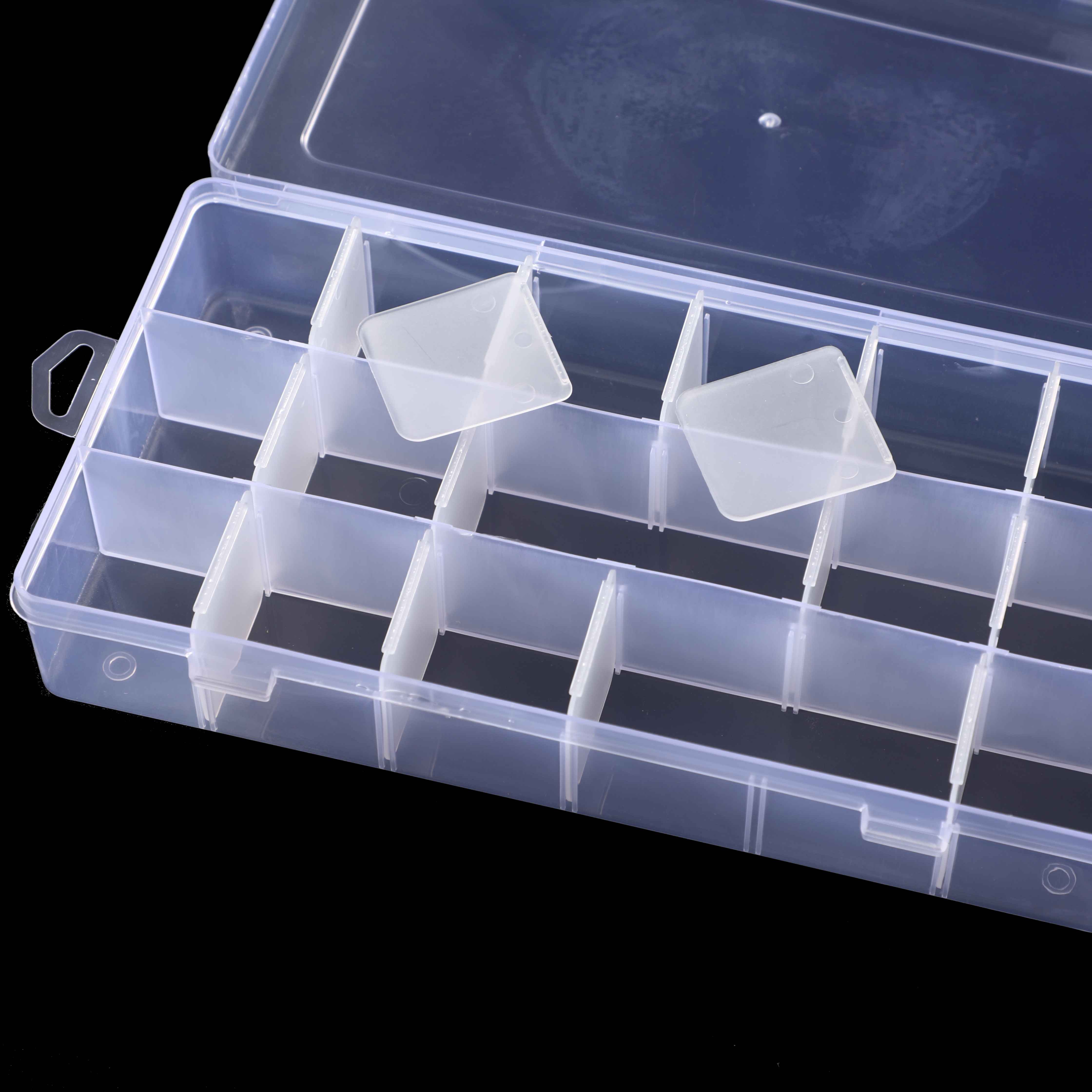 Low MOQ 28 36 empty transparent jewelry box compartments bead organizer plastic storage box