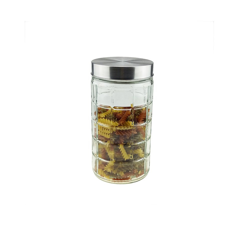 Wholesale clear airtight glass jars with metal lids for food storage