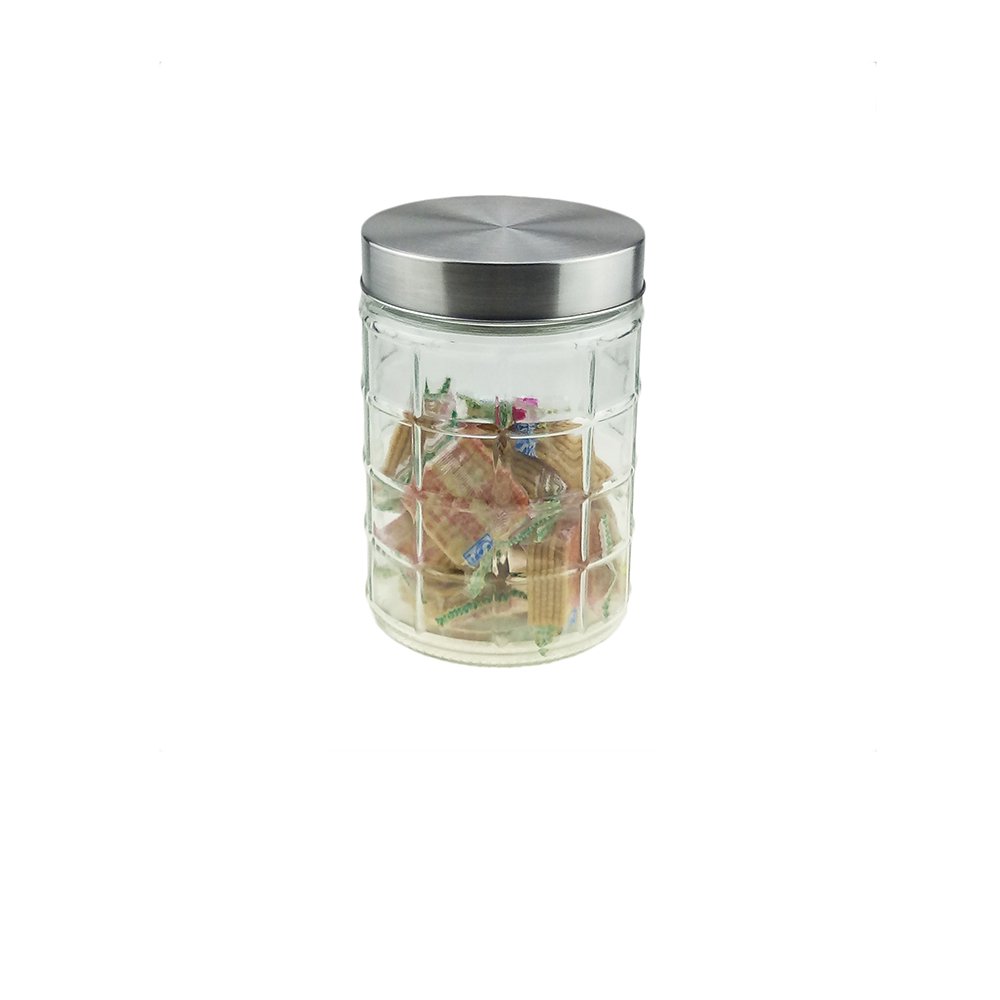 Wholesale clear airtight glass jars with metal lids for food storage
