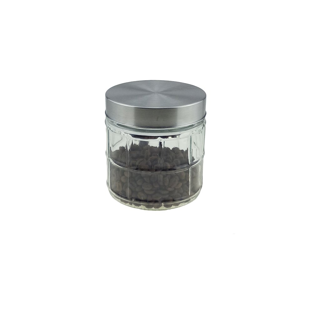Wholesale clear airtight glass jars with metal lids for food storage