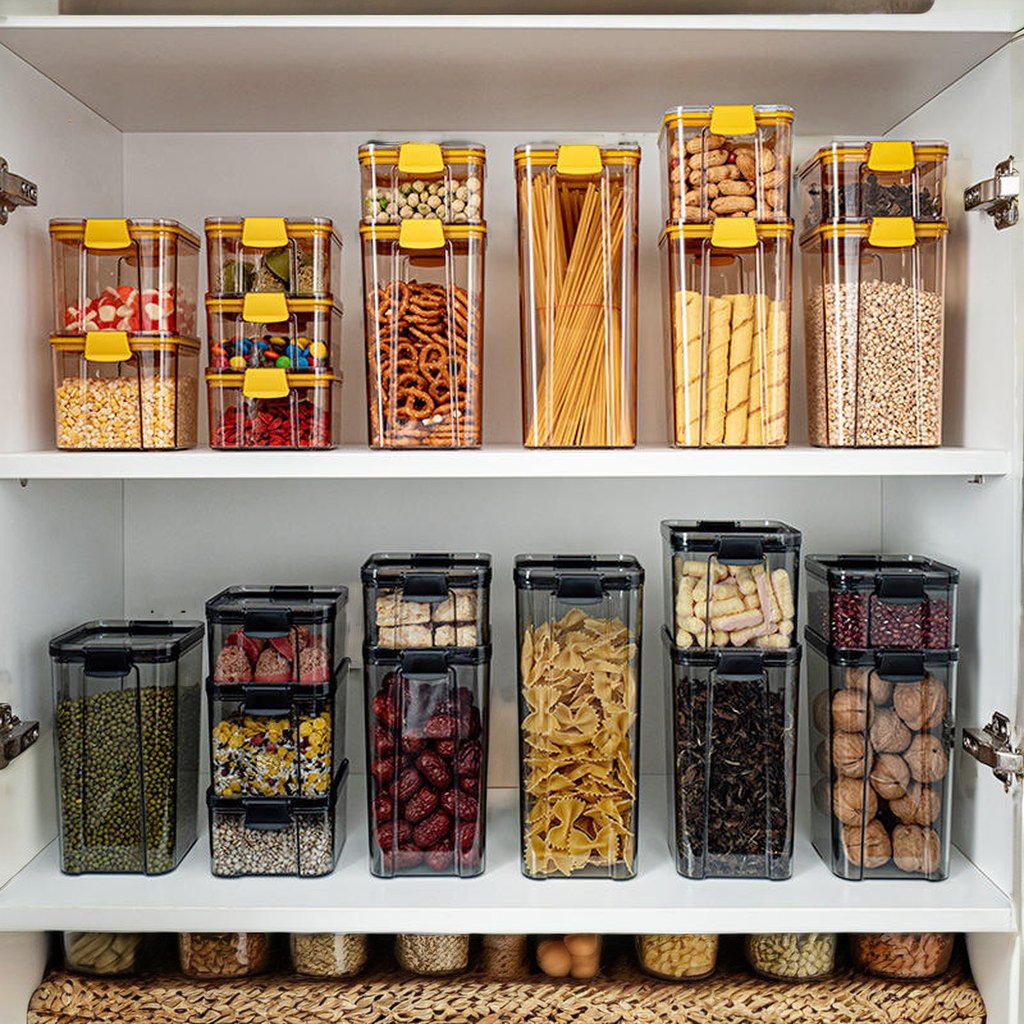 Plastic Airtight Food Jar Kitchen Food Storage Box Transparent Crisper Airproof Plastic Sealed Organizer Tank Container Box