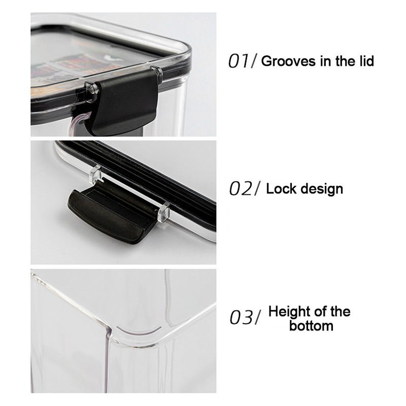 Plastic Airtight Food Jar Kitchen Food Storage Box Transparent Crisper Airproof Plastic Sealed Organizer Tank Container Box