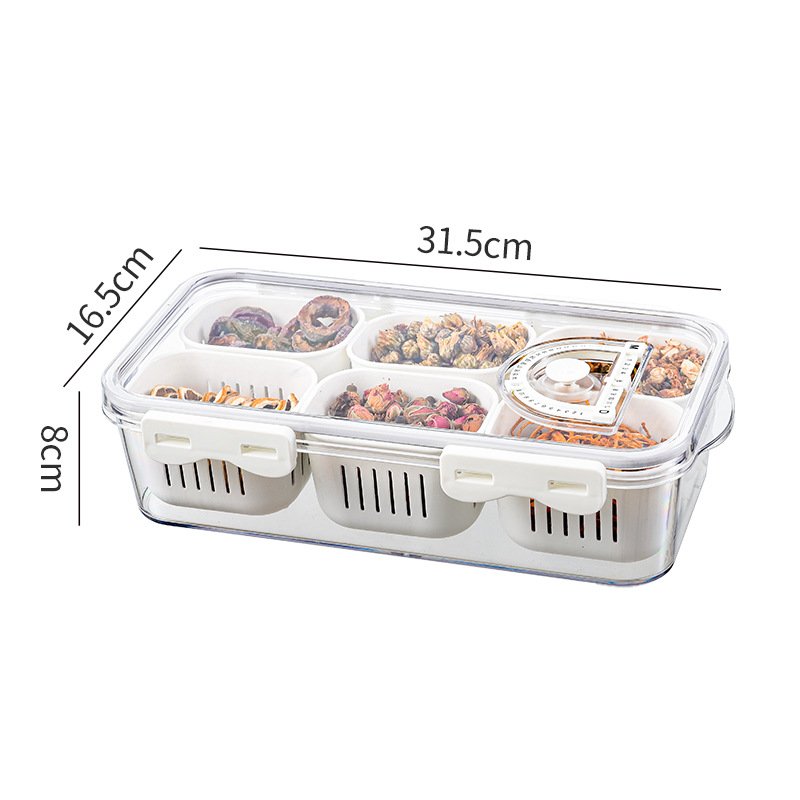 OWNSWING Snack Container Airtight With Time Recording Food Storage Container Divided Serving Tray With Lid