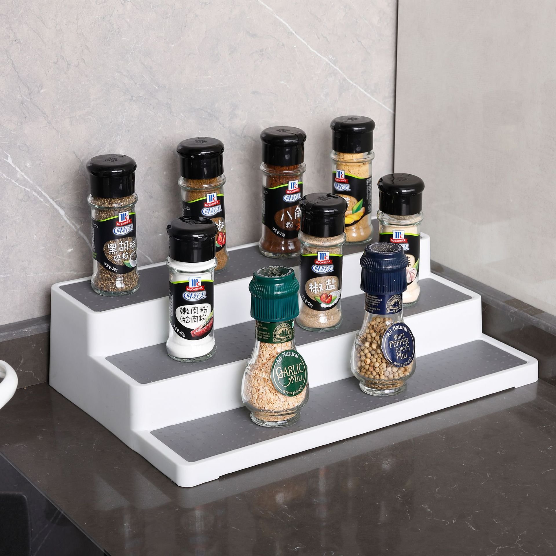 Popular Hot Selling Non-Skid 3-Tier Spice Pantry Kitchen Cabinet Organizer Non Skid Shelf Kitchen Organizer for Pantry Cabinet