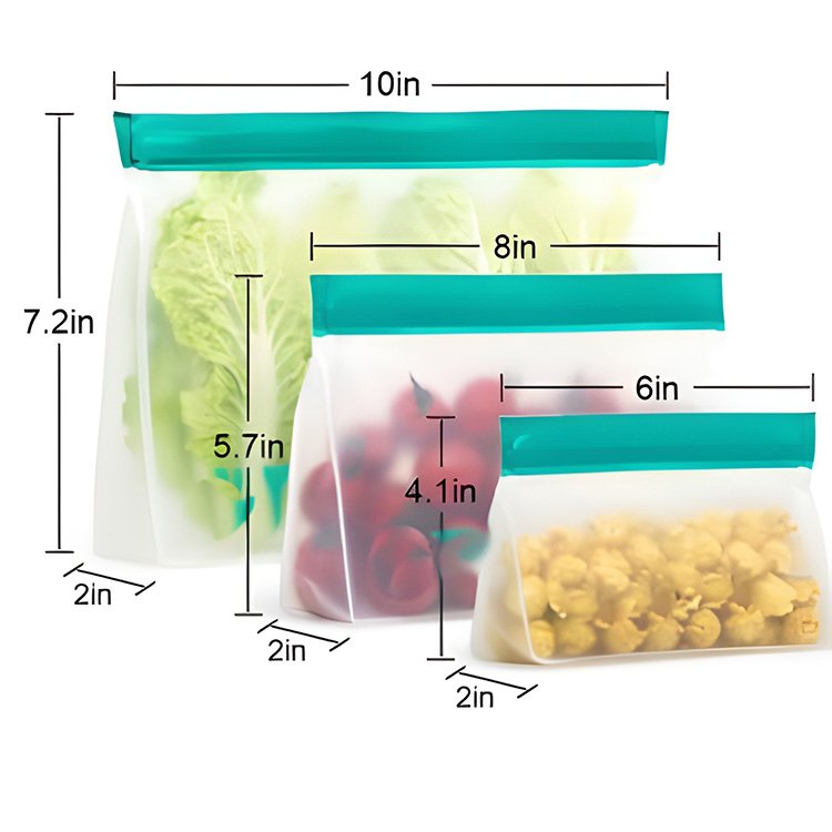 High Quality Fresh Keeping Silicone Stand Up Leak Proof Containers Reusable Storage Bag