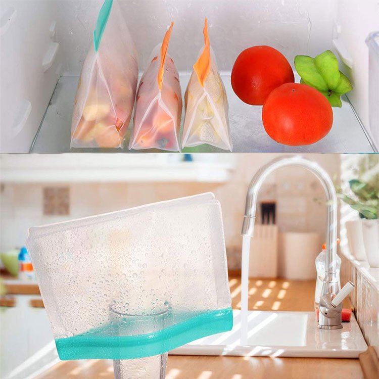 High Quality Fresh Keeping Silicone Stand Up Leak Proof Containers Reusable Storage Bag
