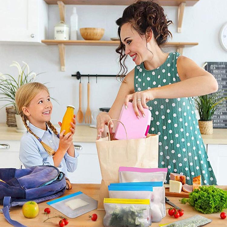 High Quality Fresh Keeping Silicone Stand Up Leak Proof Containers Reusable Storage Bag