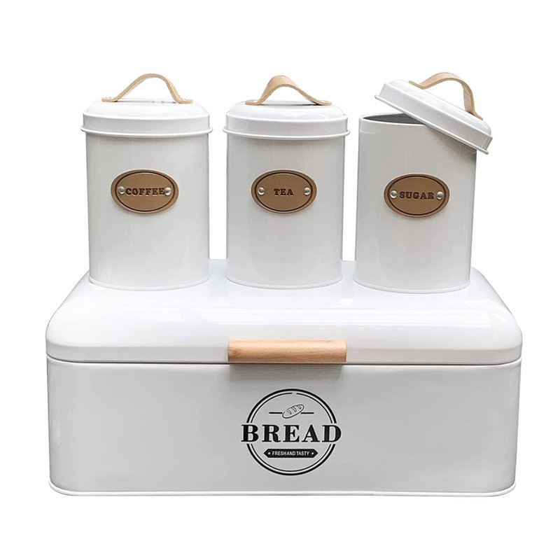 Kitchen canister sets for kitchen counter Counter Large Bread Boxes Storage Canister Tins and 3 Piece Kitchen Canister Set
