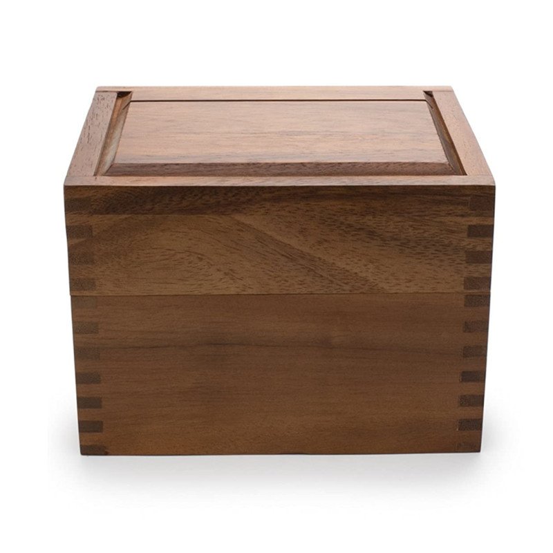 Personalized Natural Solid Wooden Recipe Box Card Holder Memory Box for Kitchen Storage