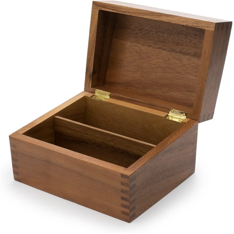 Personalized Natural Solid Wooden Recipe Box Card Holder Memory Box for Kitchen Storage