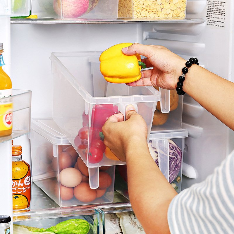 Refrigerator Storage Box Kitchen Food Keep Fresh Fridge Organizer Plastic Square Storage Containers