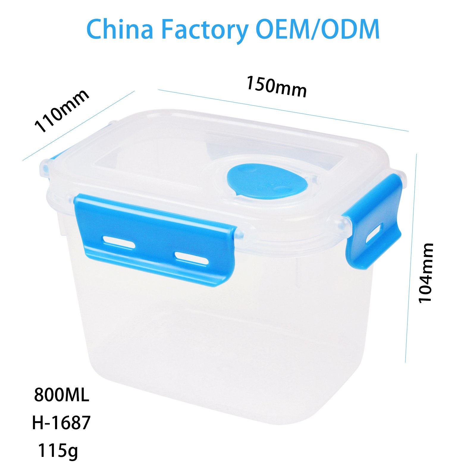800ML food warmer plastic storage box Square pp plastic Food Storage Container/lunch Box With Vent Lid