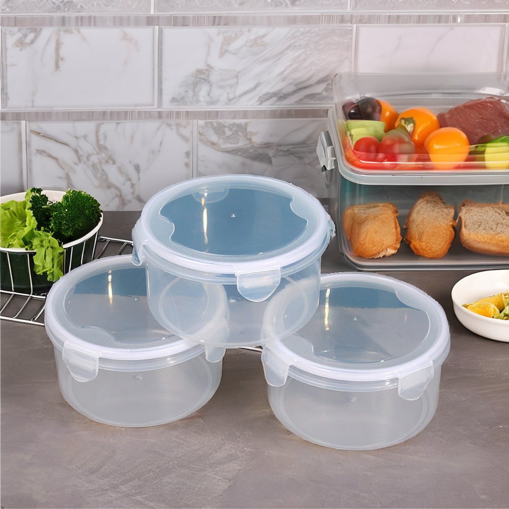 Food Grade round Food Storage Box with Lid for Household Fruit and Vegetable Storage for Lunches