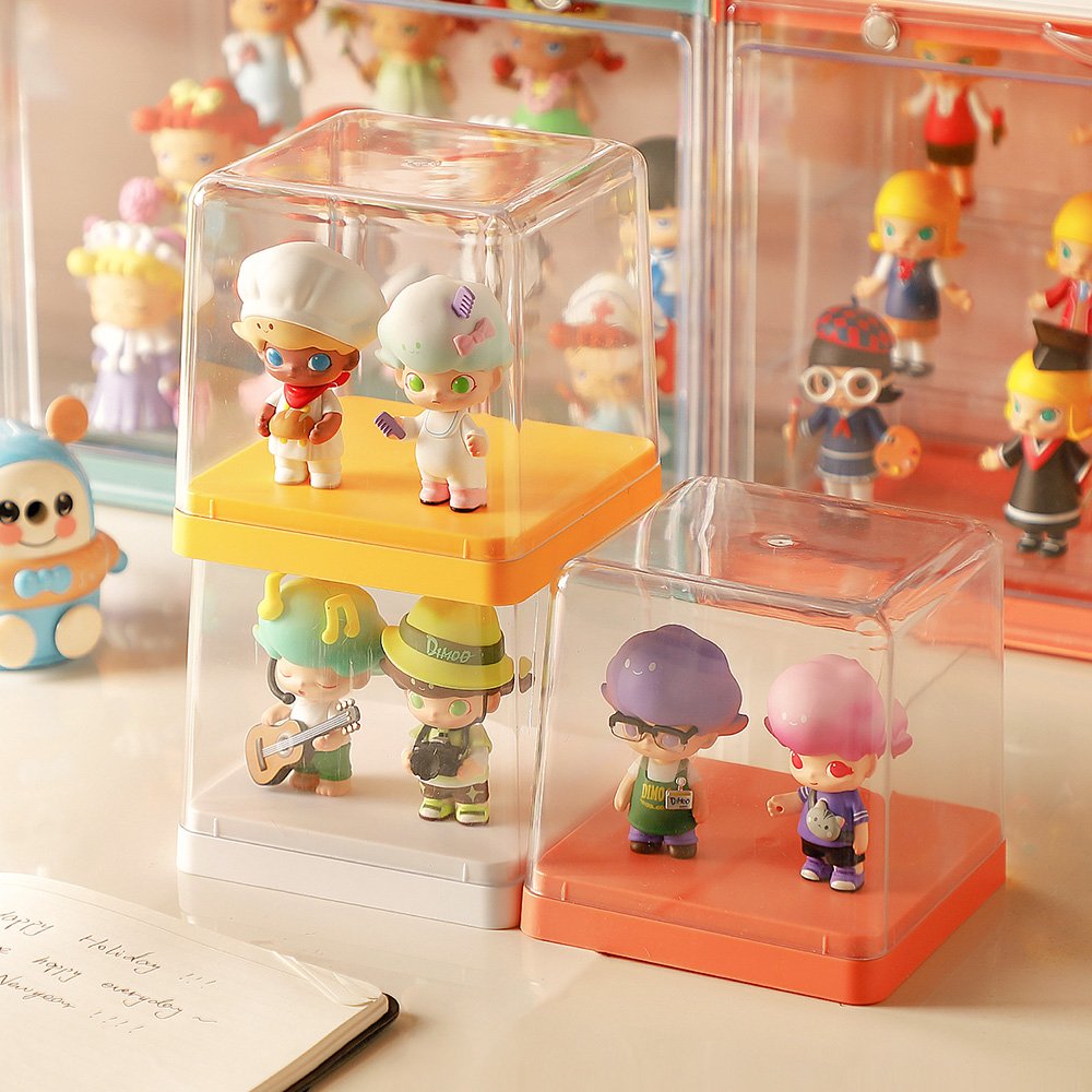 Transparent small box flip top storage display box for figures model protect box